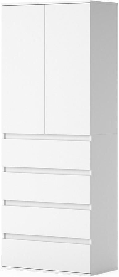 Vicco ClausKledingkast – 74 x 191.5 cm met 4 laden Wit met 4 laden