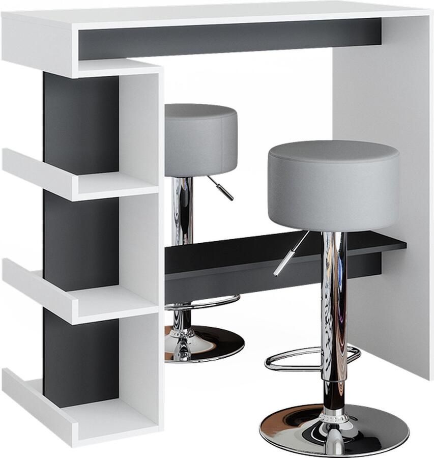 Vicco Dana Bartafel set – 108 x 50 cm met 2 barkrukken Wit met 2 barkrukken