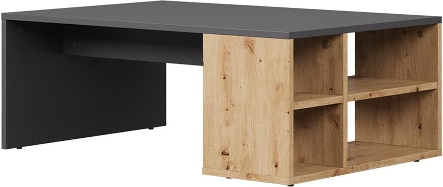 Vicco Danny Salontafel – 90 x 60 cm met planken Antraciet Artisan