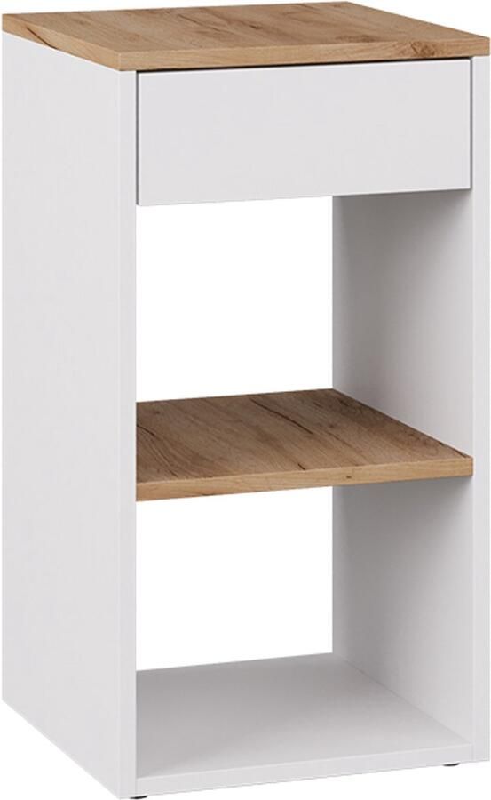 Vicco Dany Nachtkastje – 35 x 65 cm met 1 lade Eik wit goud