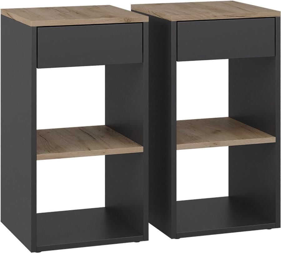 Vicco Dany Nachtkastje – Set van 2 Antraciet