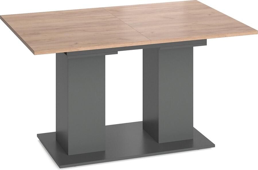Vicco Eettafel Dix Antraciet Krachtige eik goud 140 x 90 cm