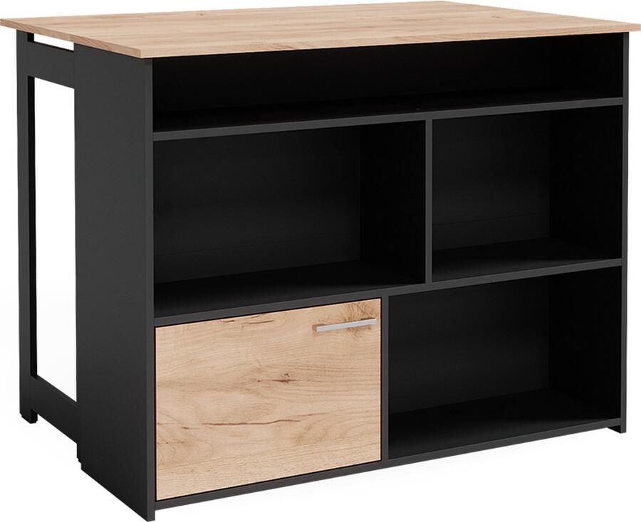 Vicco Dominic Bartafel – 116 x 37 cm 4x open vakken en 1x deur Krachtige eik goud 4x open vakken en 1x deur