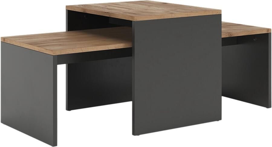 Vicco DonatSalontafel set – 100 x 48 cm 2 delen Antraciet gouden eik 2 delen