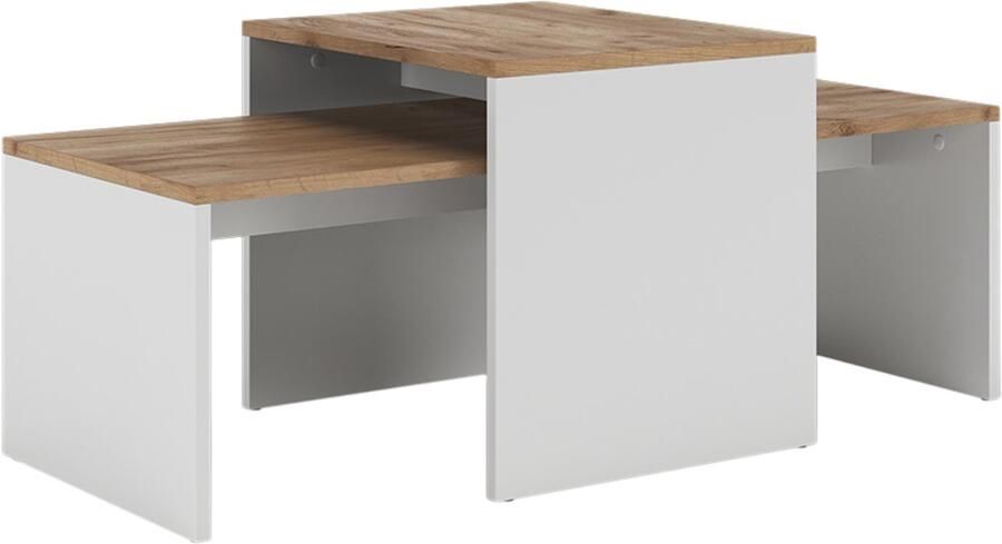 Vicco DonatSalontafel set – 100 x 48 cm 2 delen Eik wit goud 2 delen