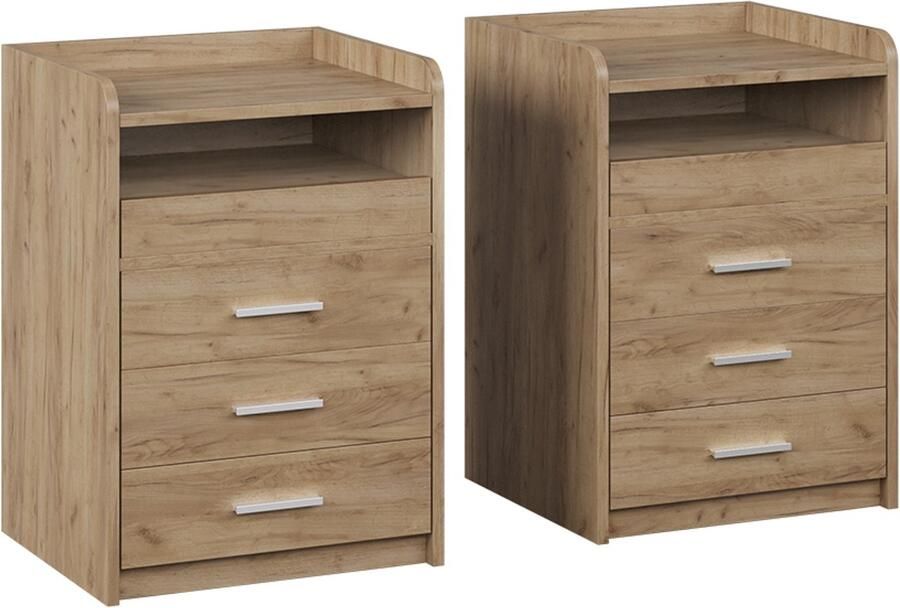 Vicco Edis Nachtkastje – Set van 2 Krachtige eik goud