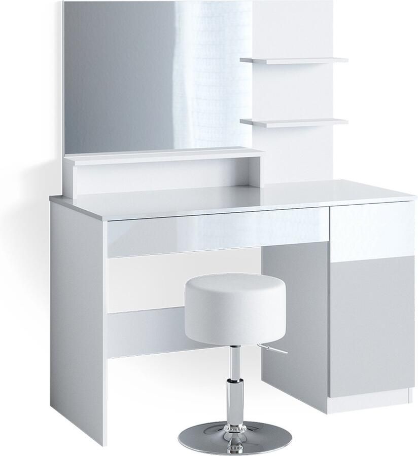 Vicco Elisa Kaptafel – 120 cm met krukje Wit met krukje