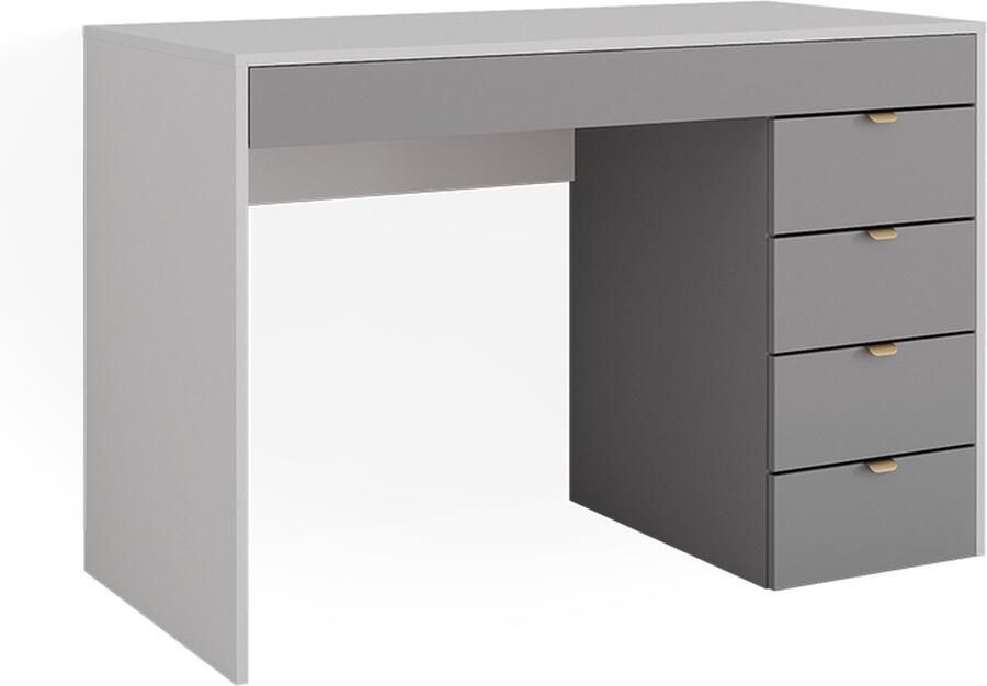 Vicco Elise Kaptafel – 115 cm met 5 laden Wit grijs grijs met 5 laden