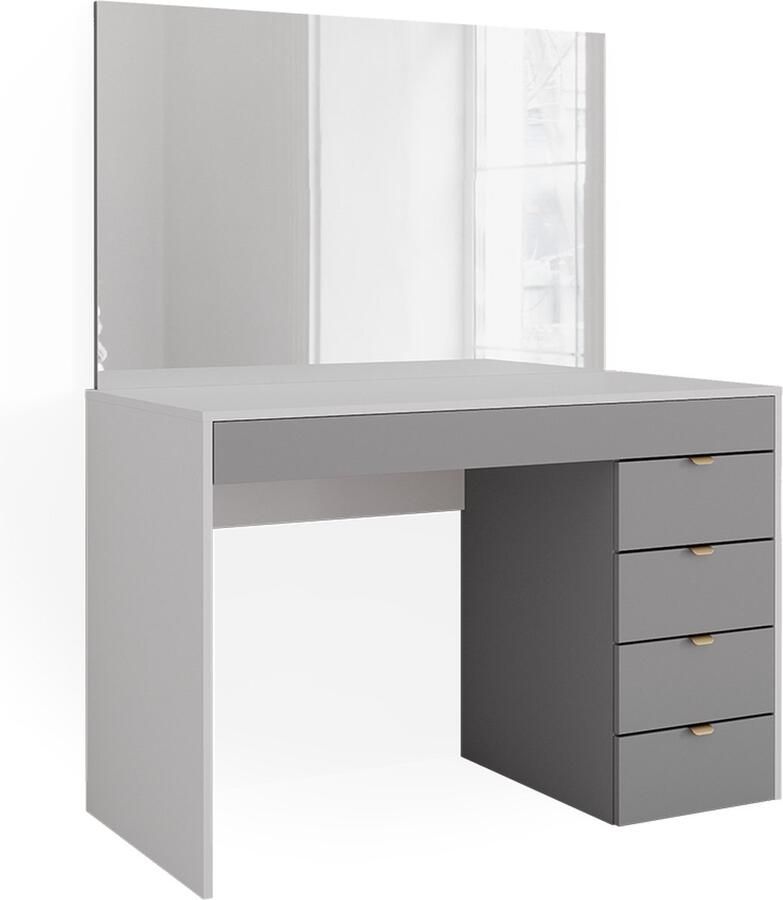 Vicco Elise Kaptafel – 115 cm met spiegel Wit grijs grijs met spiegel