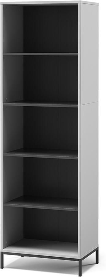 Vicco Eliza Boekenkast – 60 x 180 cm met 5 compartimenten Grijs