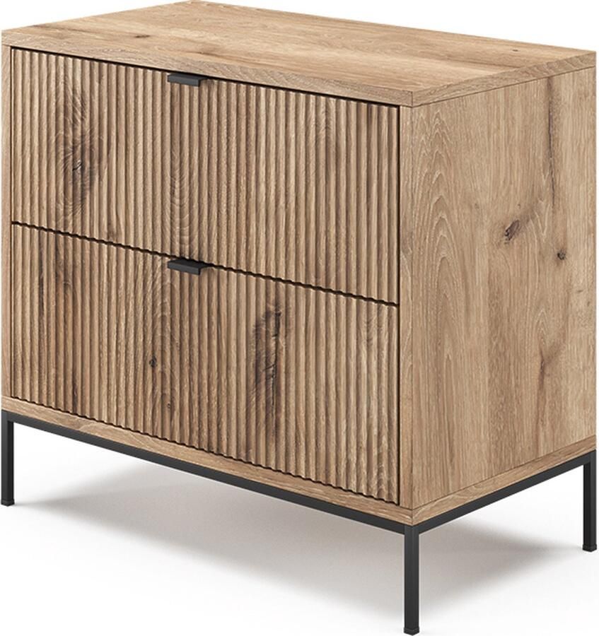 Vicco Eliza Nachtkastje – 66 x 60 cm met 2 laden Viking Eik met 2 laden