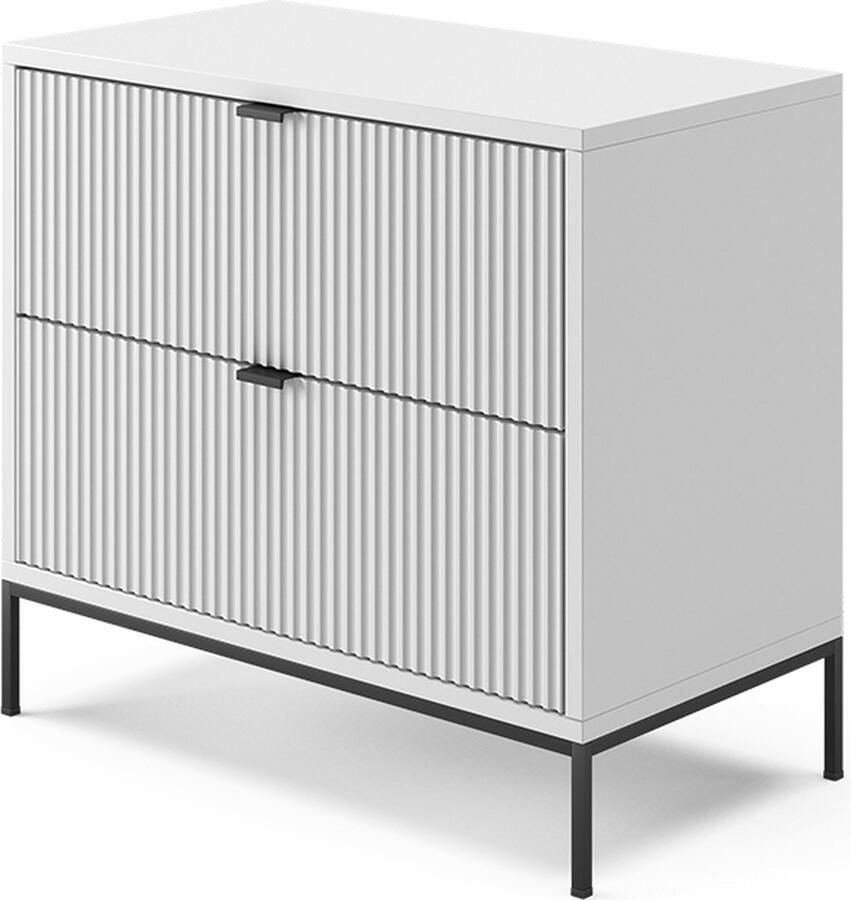 Vicco Eliza Nachtkastje – 66 x 60 cm met 2 laden Wit met 2 laden