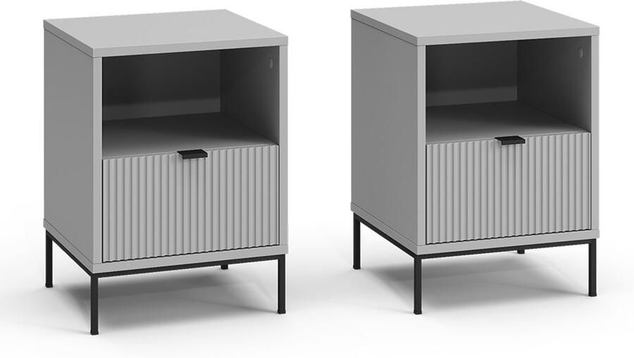 Vicco Eliza Nachtkastje – Set van 2 Grijs