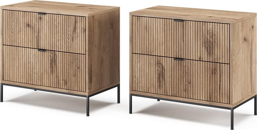 Vicco Eliza Nachtkastje – Set van 2 Viking Eik Set van 2