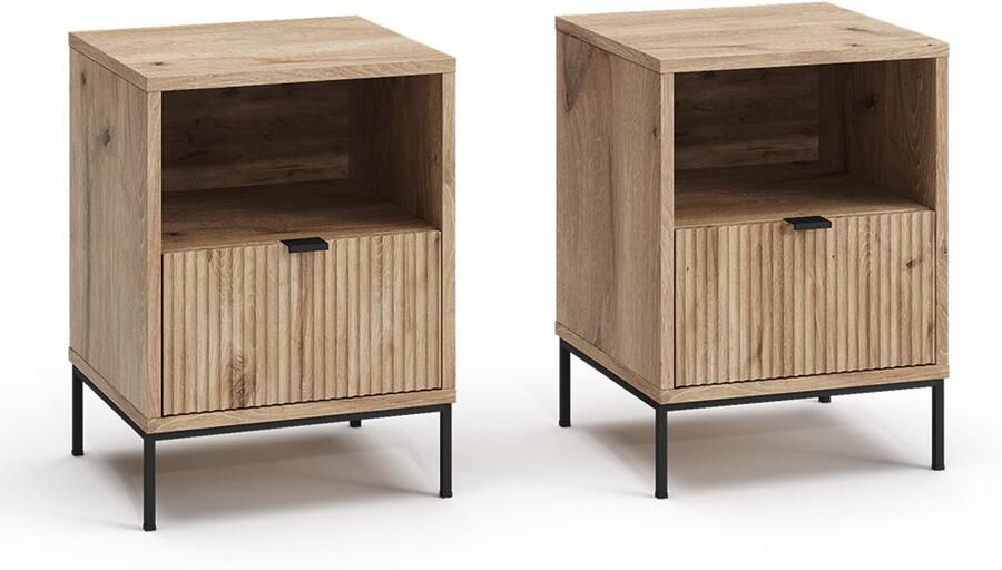 Vicco Eliza Nachtkastje – Set van 2 Viking Eik