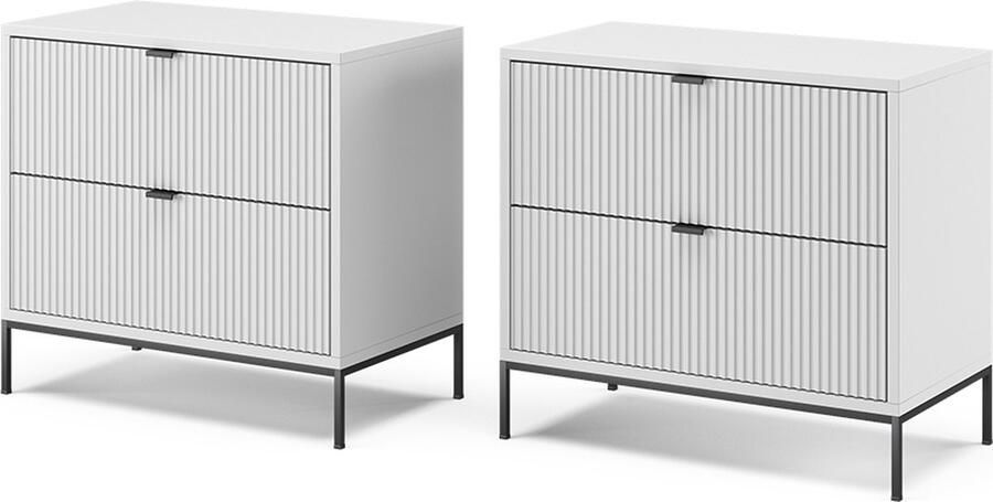 Vicco Eliza Nachtkastje – Set van 2 Wit Set van 2