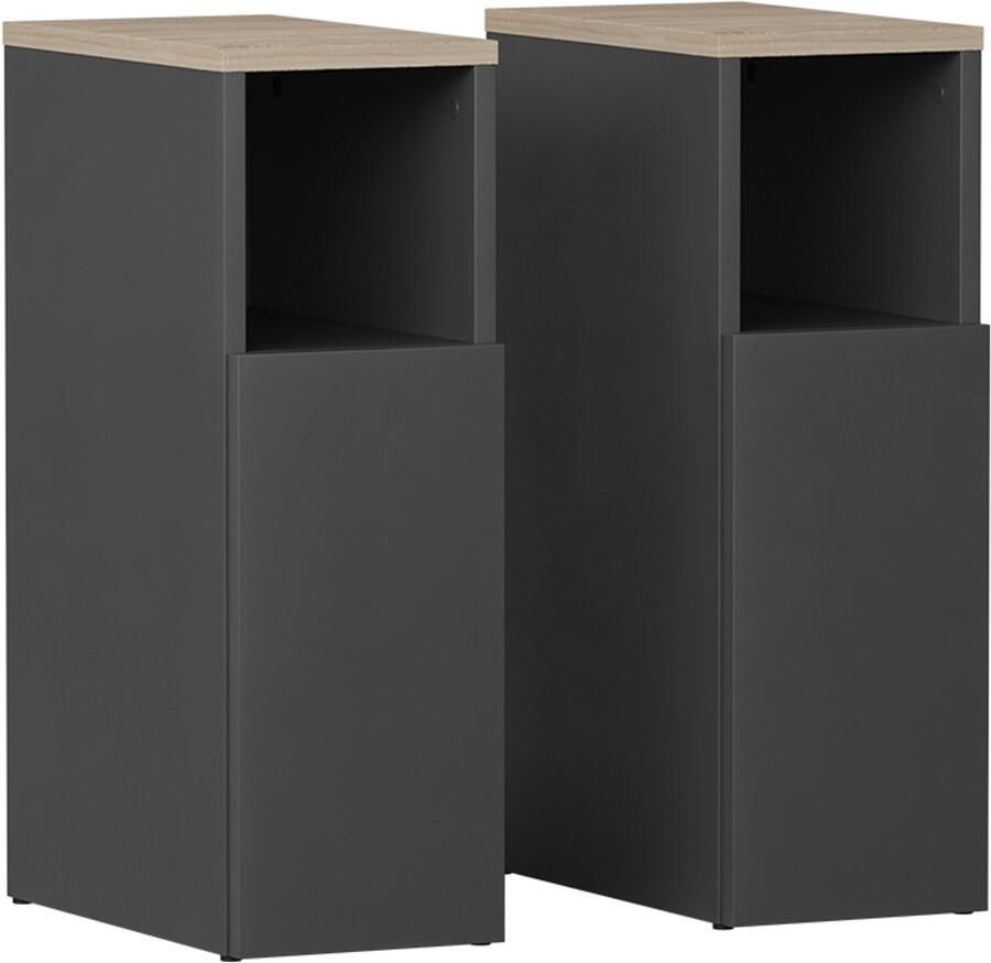 Vicco Enton Nachtkastje – Set van 2 Antraciet Sonoma