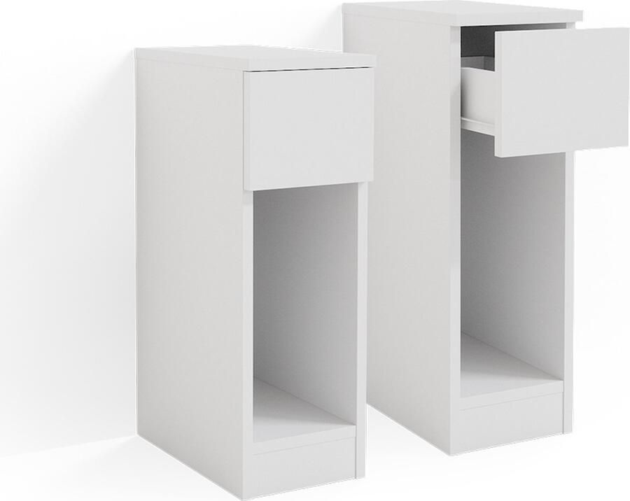 Vicco Enton Nachtkastje – 20 x 59.5 cm Set van 2 Wit Set van 2