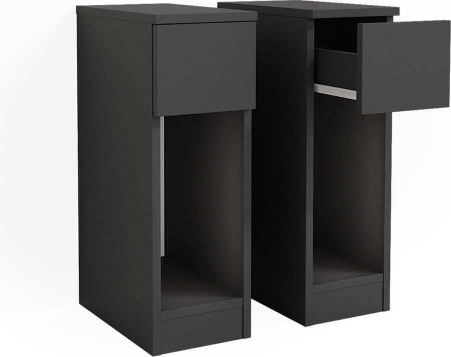 Vicco Enton Nachtkastje – 20 x 59.5 cm Set van 2 Zwart Set van 2