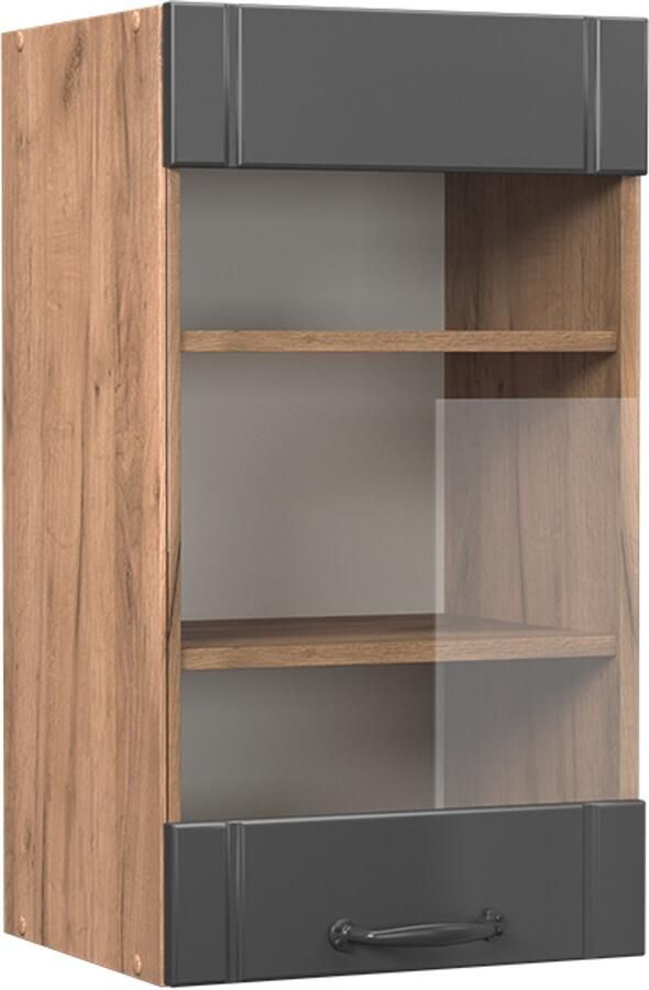 Vicco Fame-Line Glazen keukenkast – 40 cm Donkergrijs