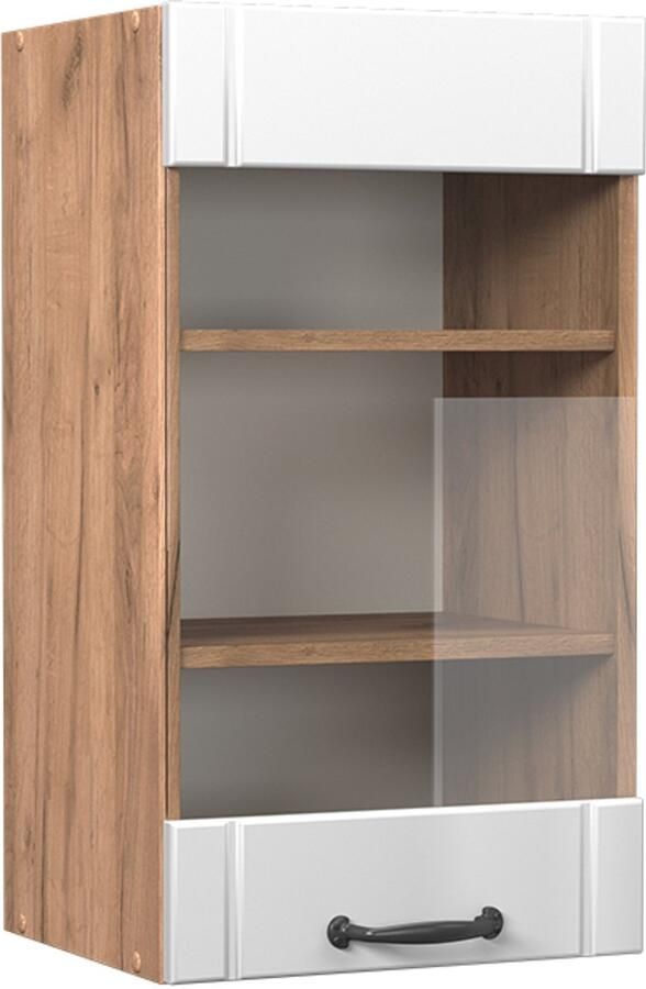 Vicco Fame-Line Glazen keukenkast – 40 cm Wit Landhuis