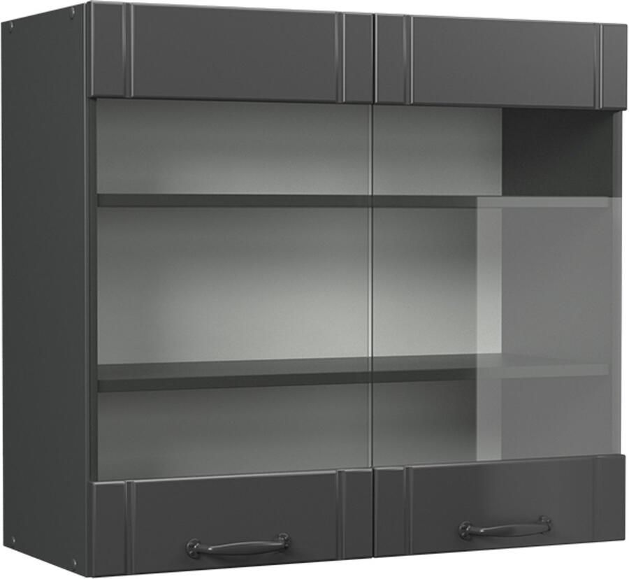 Vicco Fame-Line Glazen keukenkast – 80 cm Donkergrijs