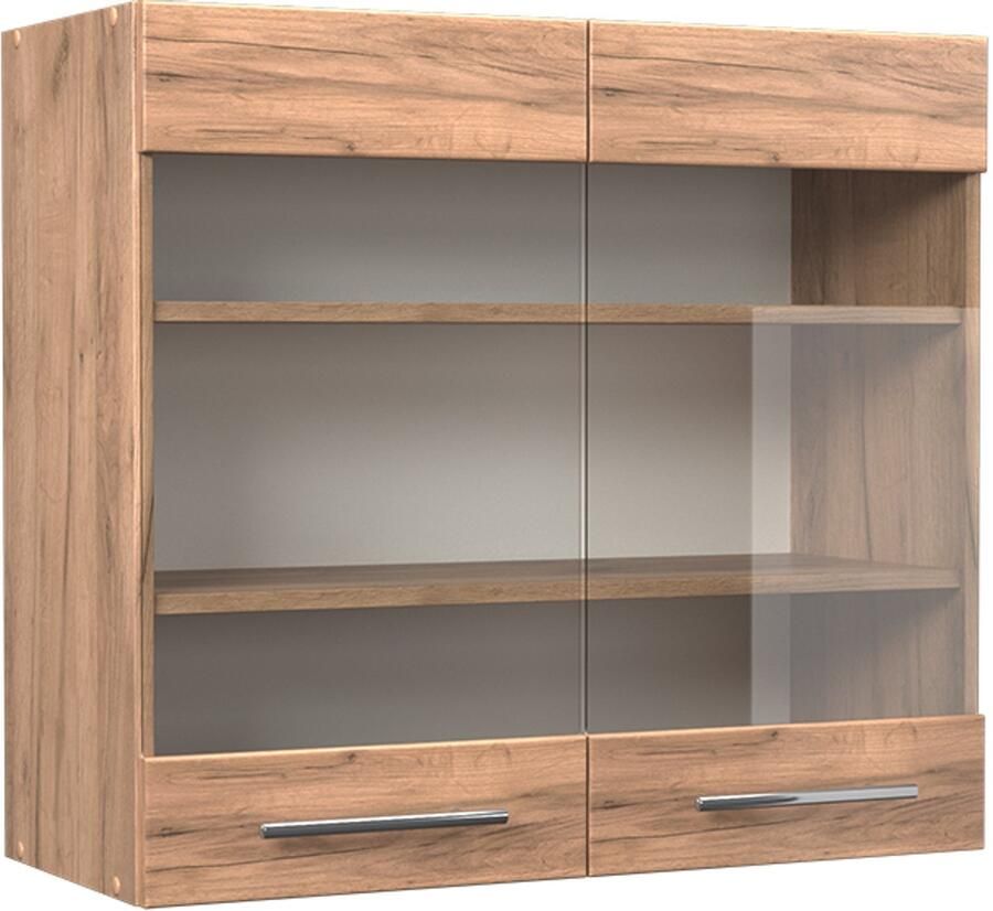 Vicco Fame-Line Glazen keukenkast – 80 cm Krachtige eik goud