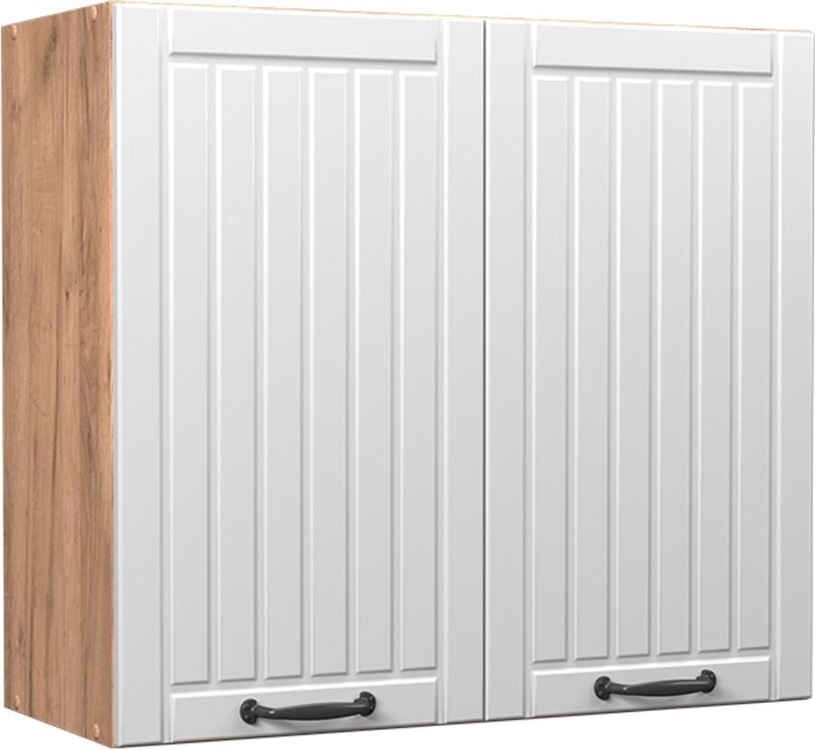 Vicco Fame-Line Glazen keukenkast – 80 cm Wit Landhuis