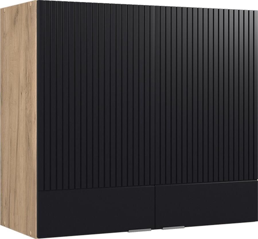 Vicco Fame-Line Keuken Glazen keukenkast – 80 cm Zwart gestreept