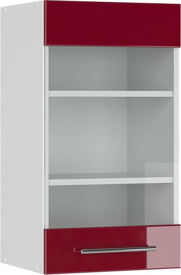 Vicco Fame-Line Keuken Glazen keukenkast – 40 cm Bordeauxrode hoogglans