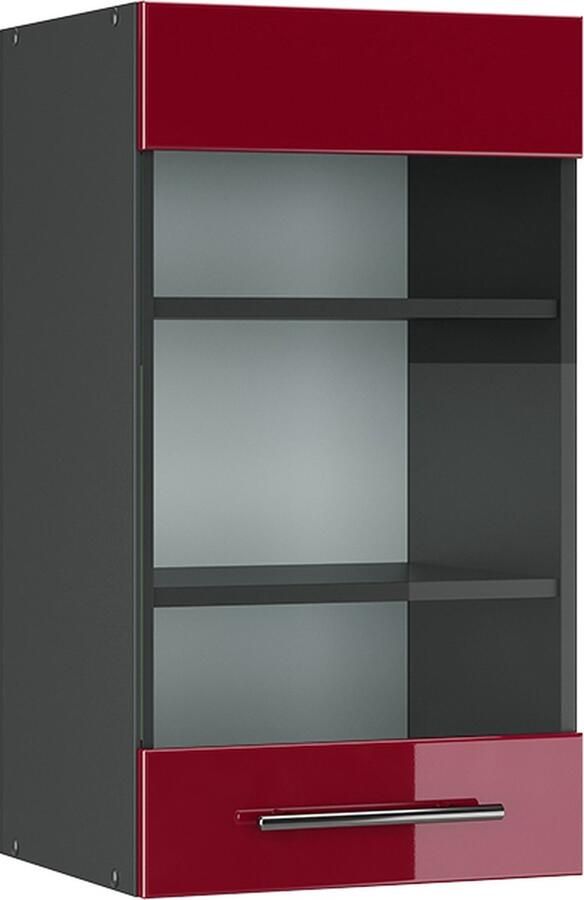 Vicco Fame-Line Keuken Glazen keukenkast – 40 cm Bordeauxrode hoogglans