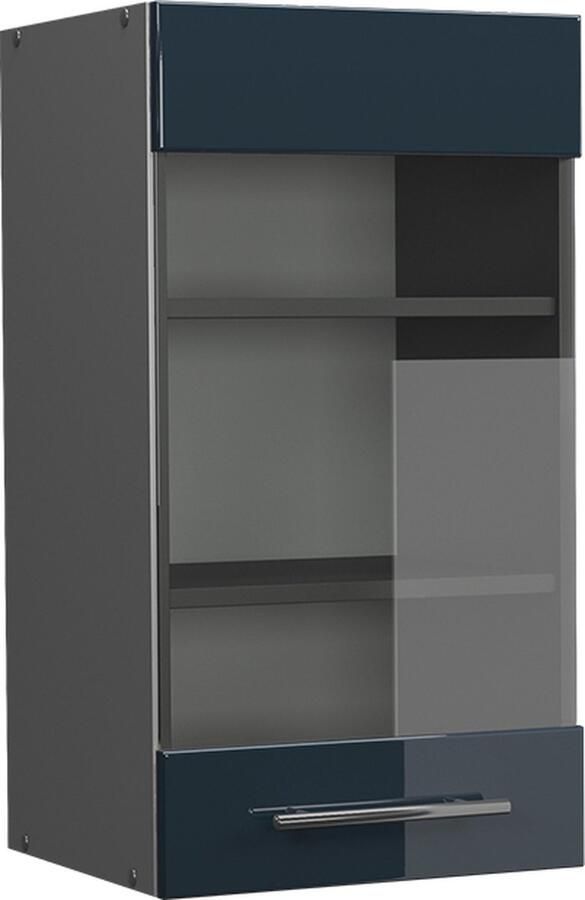 Vicco Fame-Line Keuken Glazen keukenkast – 40 cm Donkerblauw hoogglans