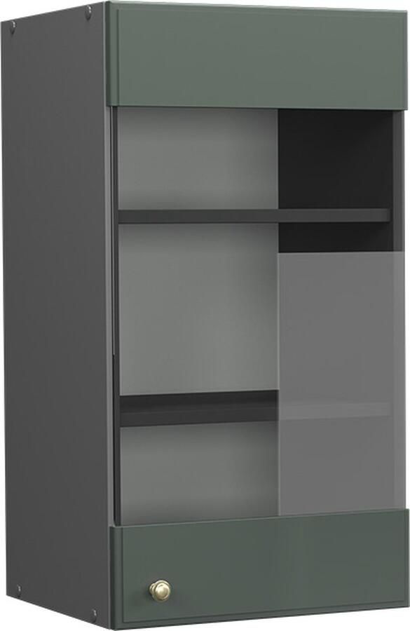 Vicco Fame-Line Keuken Glazen keukenkast – 40 cm Groen-Goud Landhuis