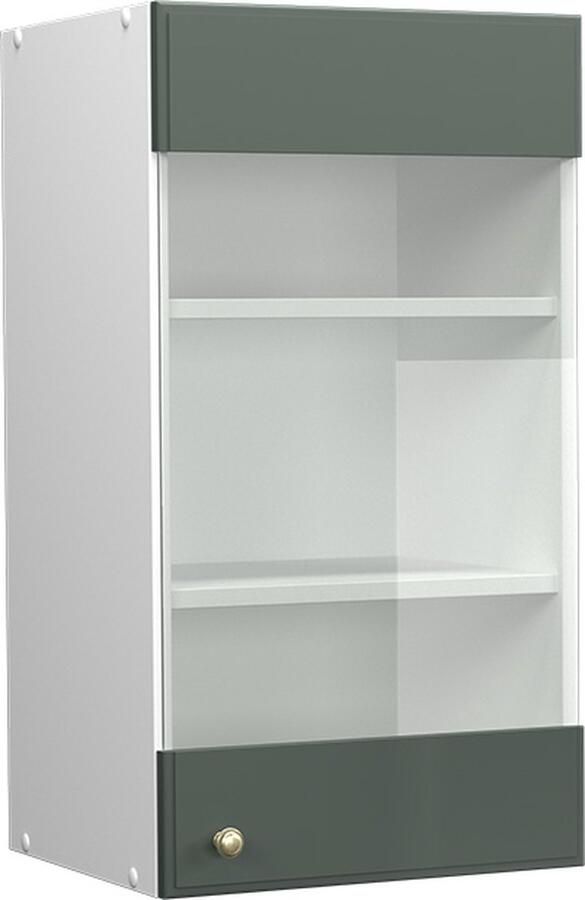 Vicco Fame-Line Keuken Glazen keukenkast – 40 cm Groen-Goud Landhuis