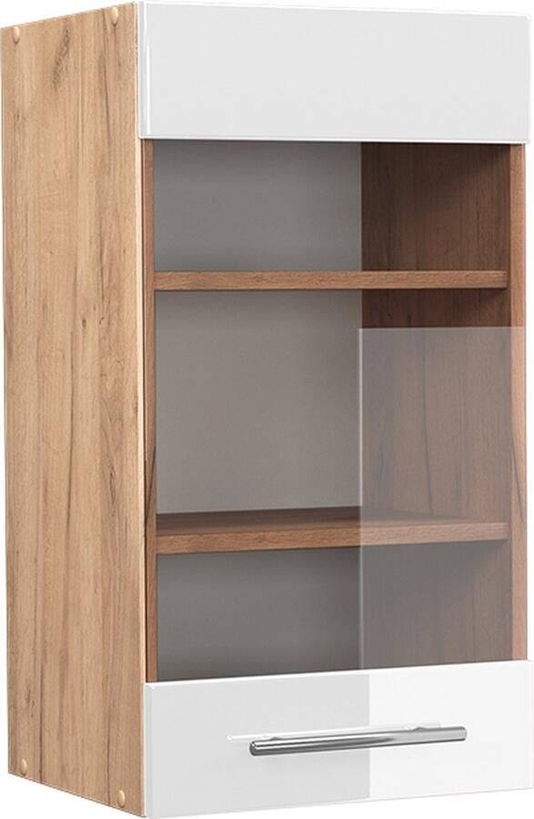 Vicco Fame-Line Keuken Glazen keukenkast – 40 cm Wit Hoogglans