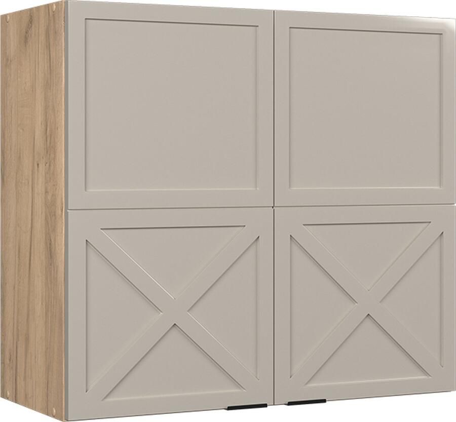 Vicco Fame-Line Keuken Glazen keukenkast – 80 cm GrijsBeige