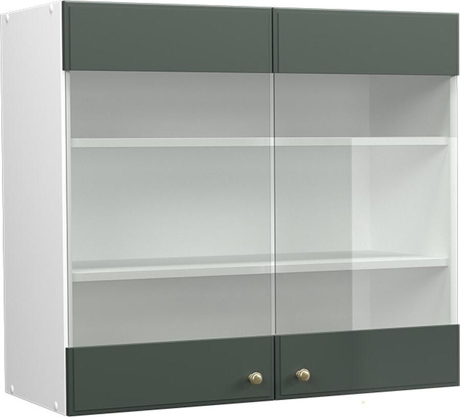 Vicco Fame-Line Keuken Glazen keukenkast – 80 cm Groen-Goud Landhuis