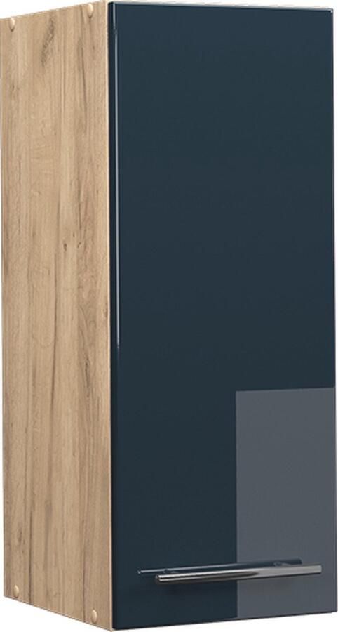 Vicco Hangkast Fame-Line Donkerblauw hoogglans Krachtige eik goud 30 cm