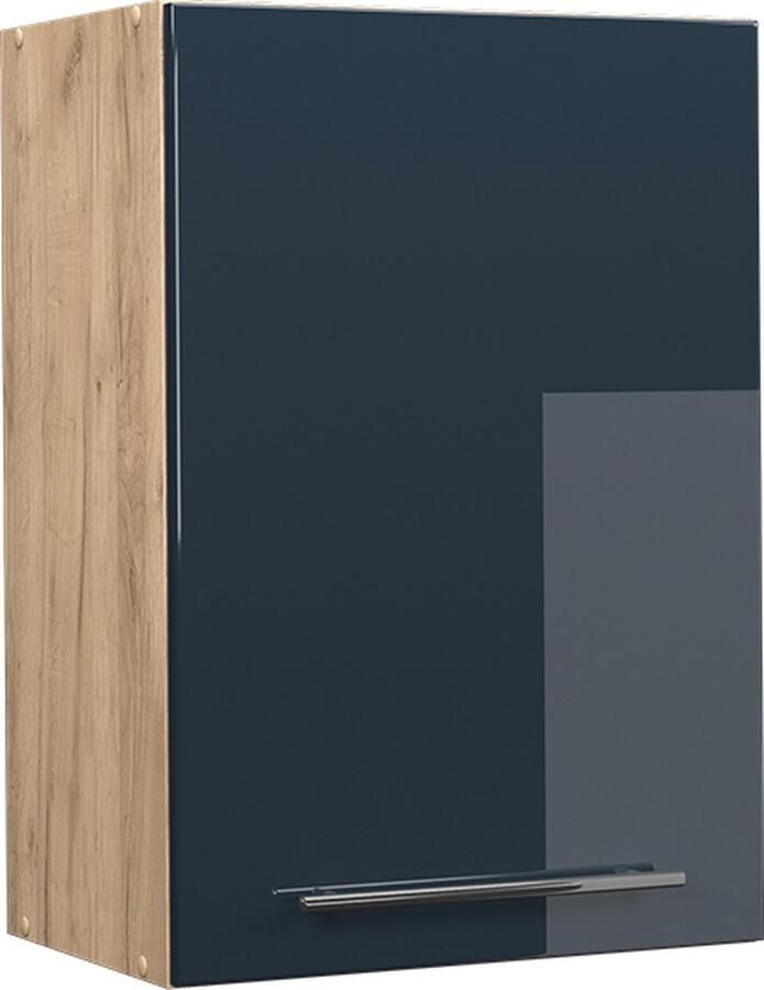 Vicco Hangkast Fame-Line Donkerblauw hoogglans Krachtige eik goud 50 cm