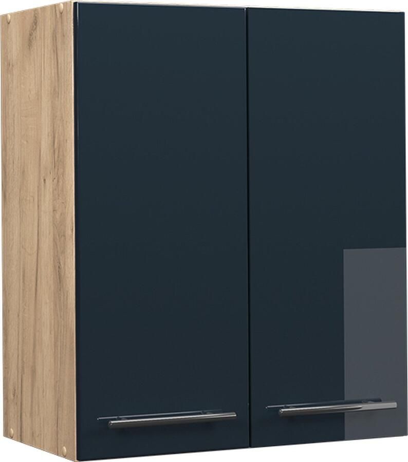 Vicco Hangkast Fame-Line Donkerblauw hoogglans Krachtige eik goud 60 cm