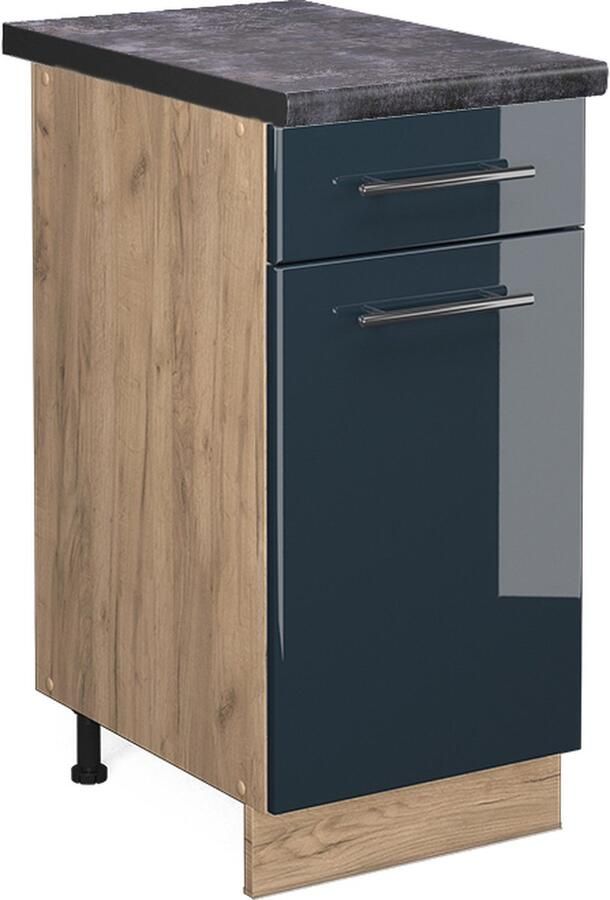 Vicco Fame-Line Keuken Keukenkasten – 40 cm WB Antraciet Donkerblauw hoogglans WB Antraciet