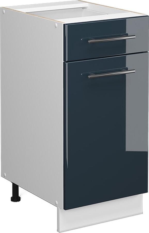 Vicco Fame-Line Keuken Keukenkasten – 40 cm WB Eik Donkerblauw hoogglans WB Eik