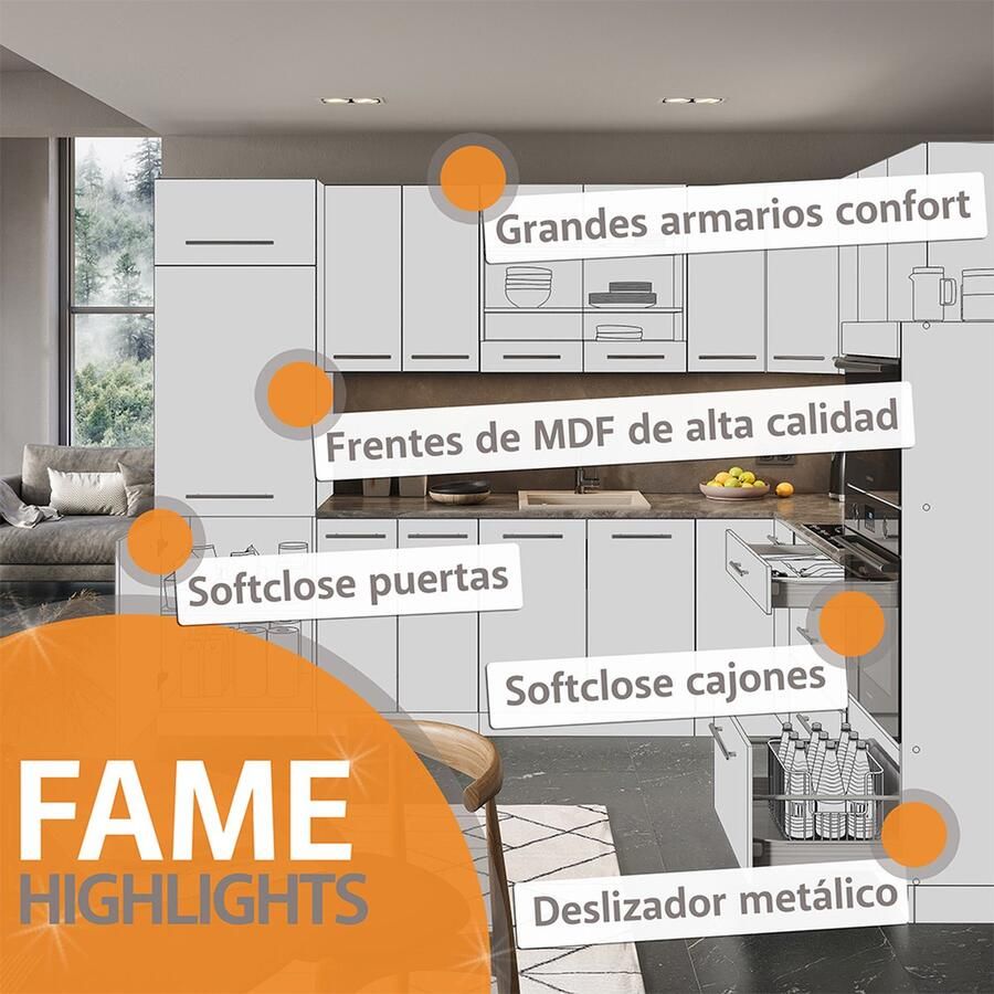 Vicco Fame-Line Keuken Keukenkasten – 60 cm WB Marmer Donkerblauw hoogglans WB Marmer