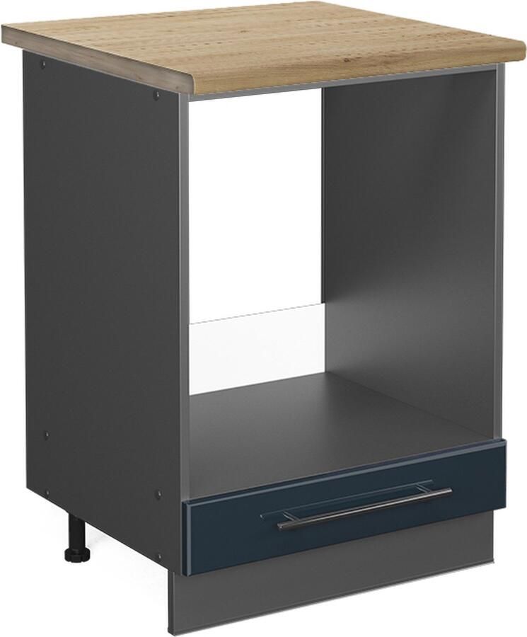 Vicco Fame-Line Keuken Keukenkasten – 60 cm WB Eik Donkerblauw hoogglans WB Eik