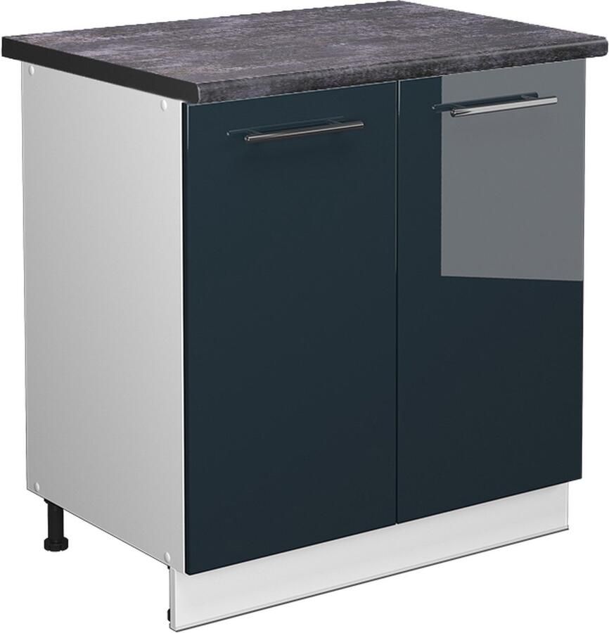 Vicco Fame-Line Keuken Keukenkasten – 80 cm met legplank WB Antraciet Donkerblauw hoogglans met legplank WB Antraciet