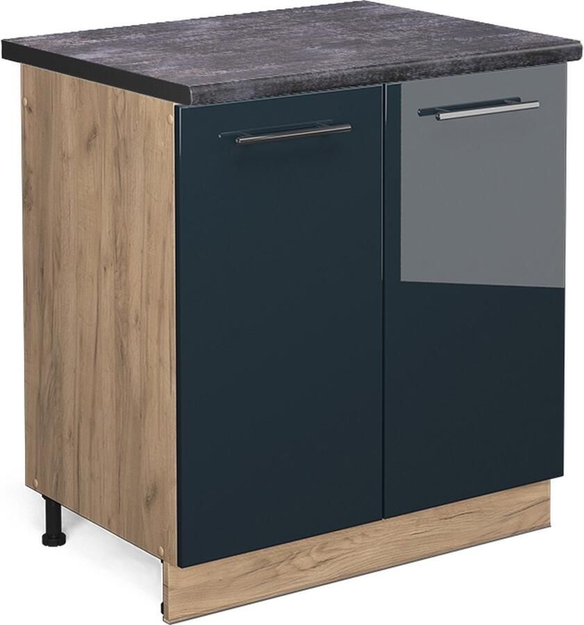 Vicco Fame-Line Keuken Keukenkasten – 80 cm WB Antraciet Donkerblauw hoogglans WB Antraciet