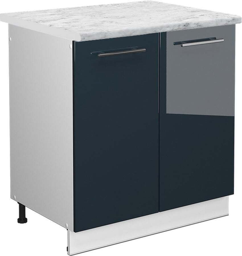 Vicco Fame-Line Keuken Keukenkasten – 80 cm WB Marmer Donkerblauw hoogglans WB Marmer