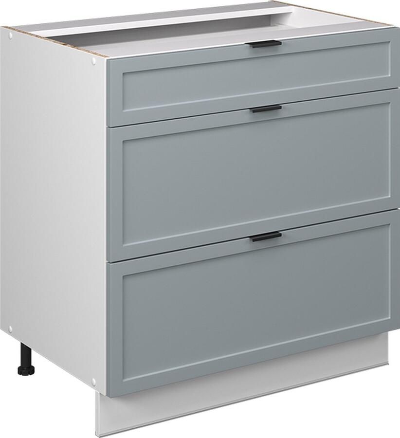 Vicco Fame-Line Keuken Keukenonderkast – 80 cm met 3 laden zonder werkblad Licht blauw-grijs met 3 laden zonder werkblad