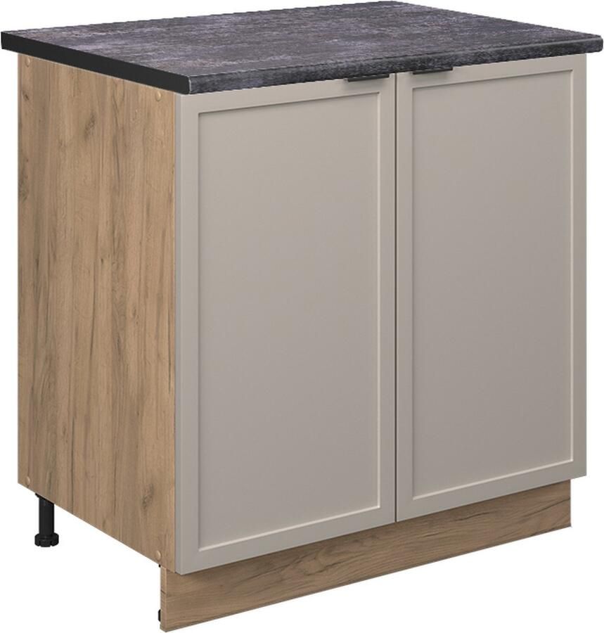 Vicco Fame-Line Keuken Wastafelkast – 80 cm met legplank WB Antraciet GrijsBeige met legplank WB Antraciet