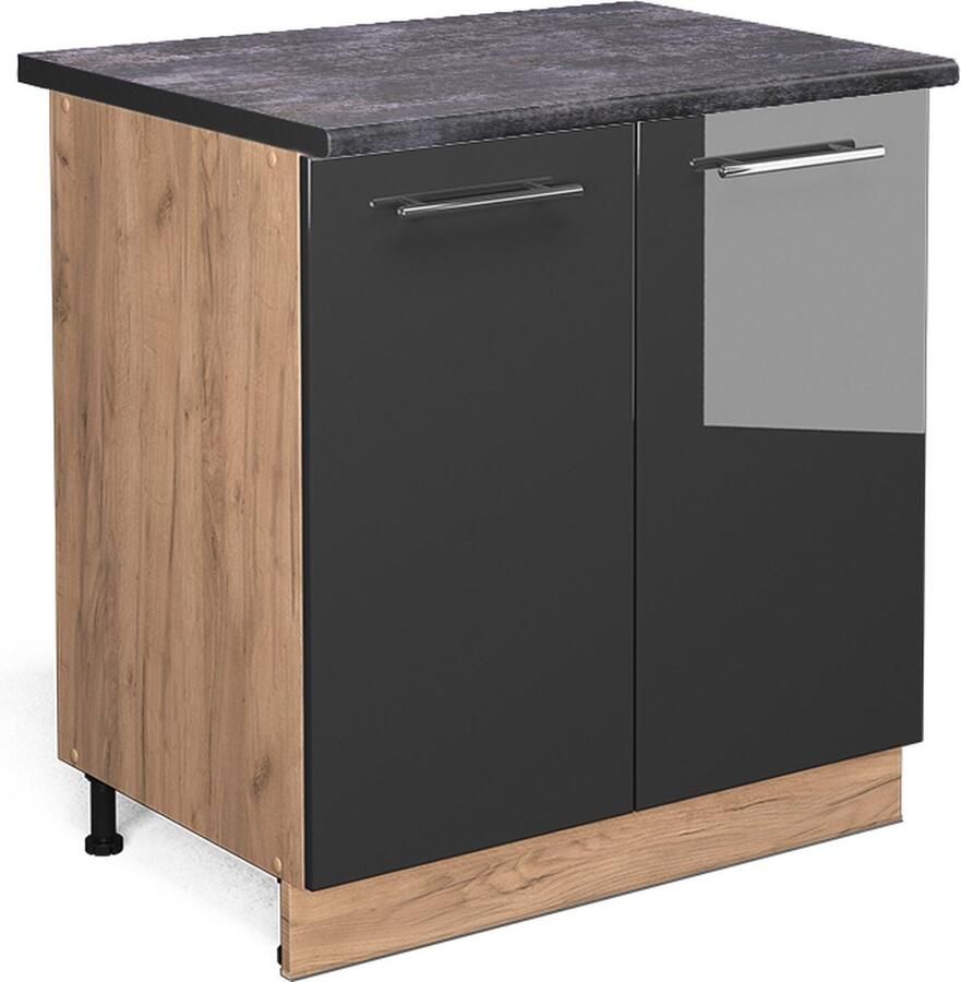 Vicco Fame-Line Keuken Wastafelkast – 80 cm met legplank WB Antraciet Hoogglans met legplank WB Antraciet